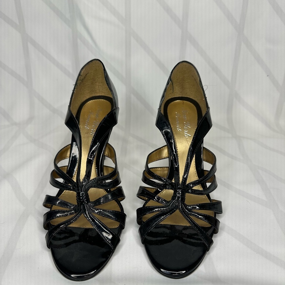New York Transit strappy black patent leather heel size 9